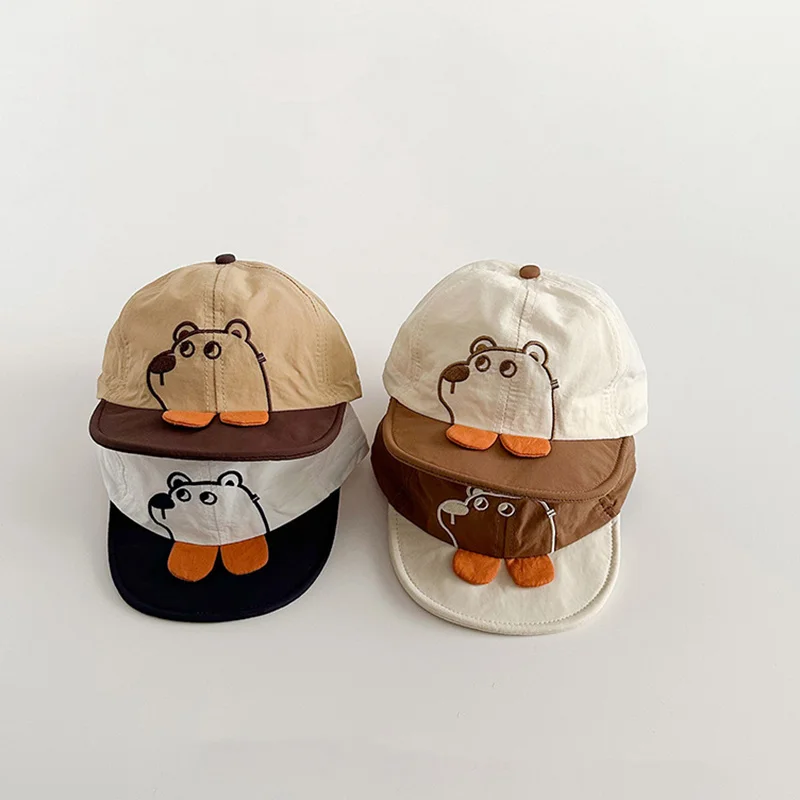 

Cute Cartoon Baby Duck Tongue Hats Spring Summer Quick Dry Baseball Hat 6-24Month Toddler Sunscreen Peaked Cap Kids Sun Visors