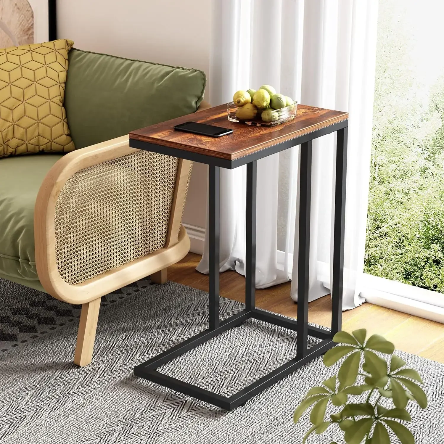 

Modern Multifunction Metal Coffee Table Removable Shelving Decorative Desk Side Table for Home Reading Sofa Bed Living Room