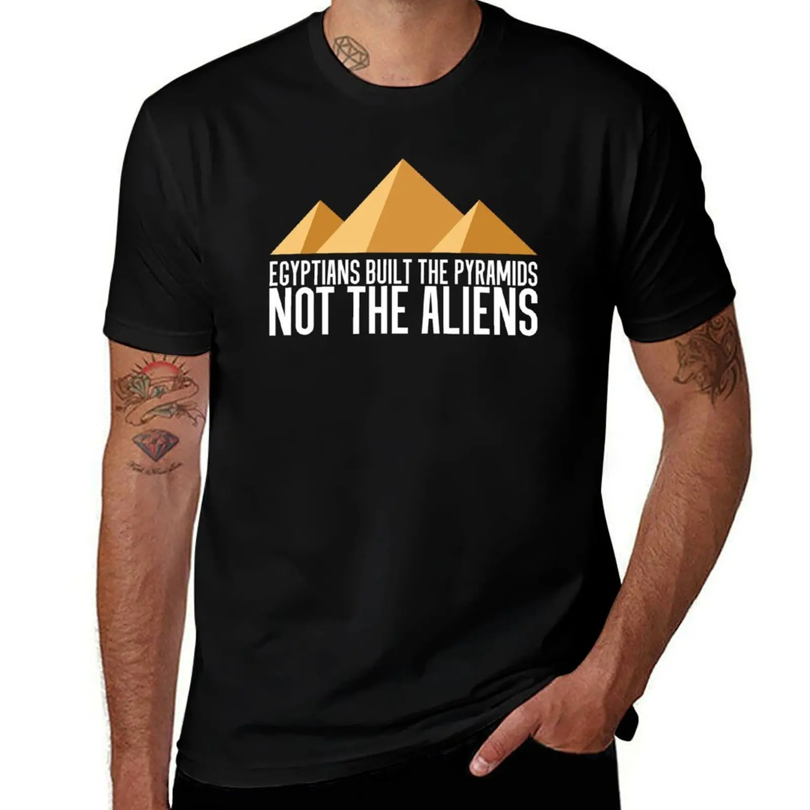 

Egyptians Built Pyramids Not Aliens T-Shirt cute tops cotton man t-shirts men graphic t shirts