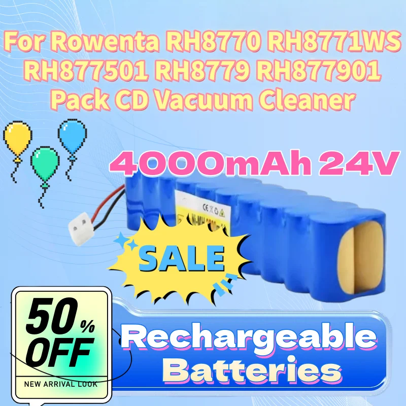 

Ni-MH Battery for Rowenta RH8770 RH8771WS RH877501 RH8779 RH877901 Pack CD Vacuum Cleaner Besen Air Force Extreme 4000mAh 24V