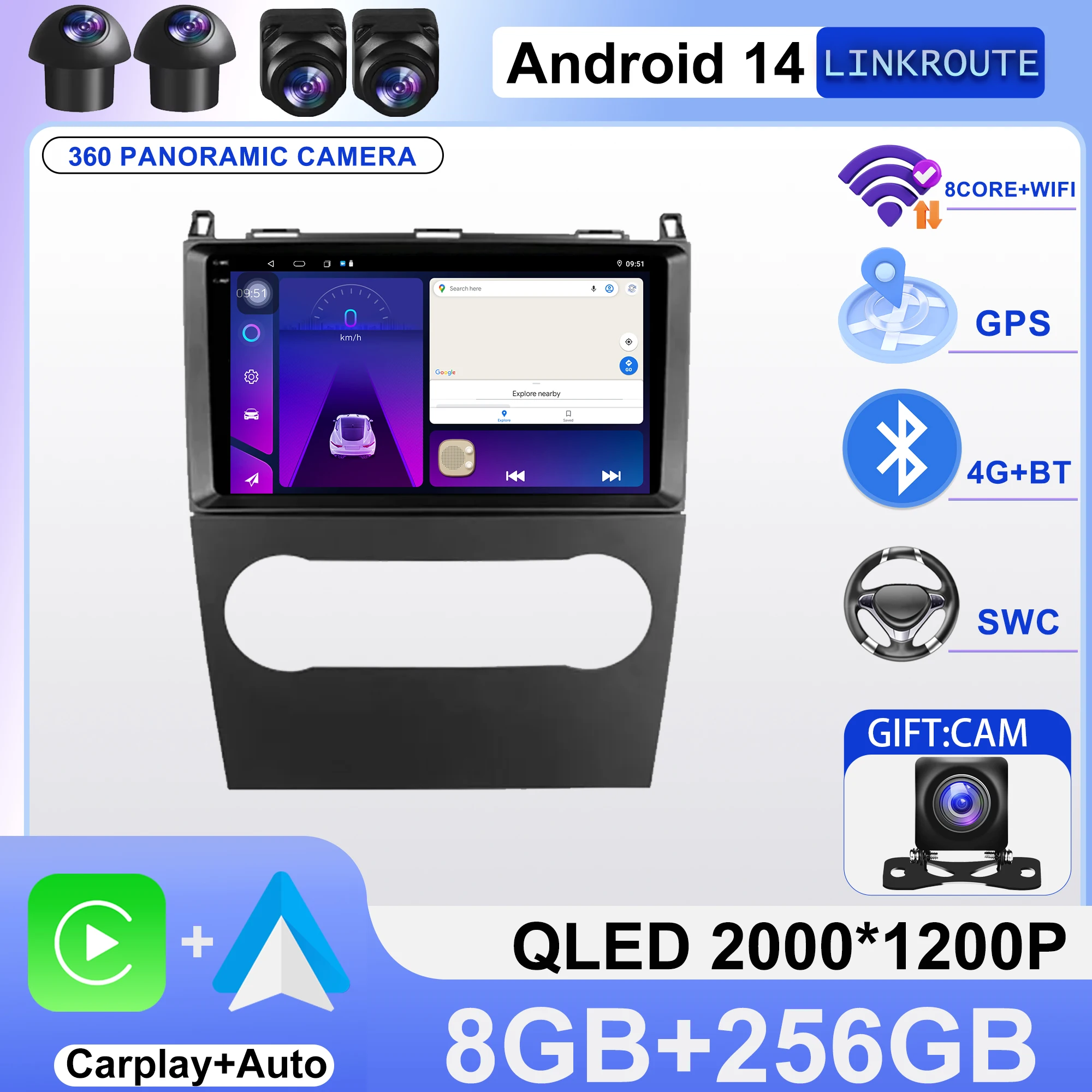 

For Mercedes Benz B200 A B Class W169 A160 A180 A200 A220 2009 - 2012 Android 14 GPS Car radio Multimedia Head unit BT Radio 4G