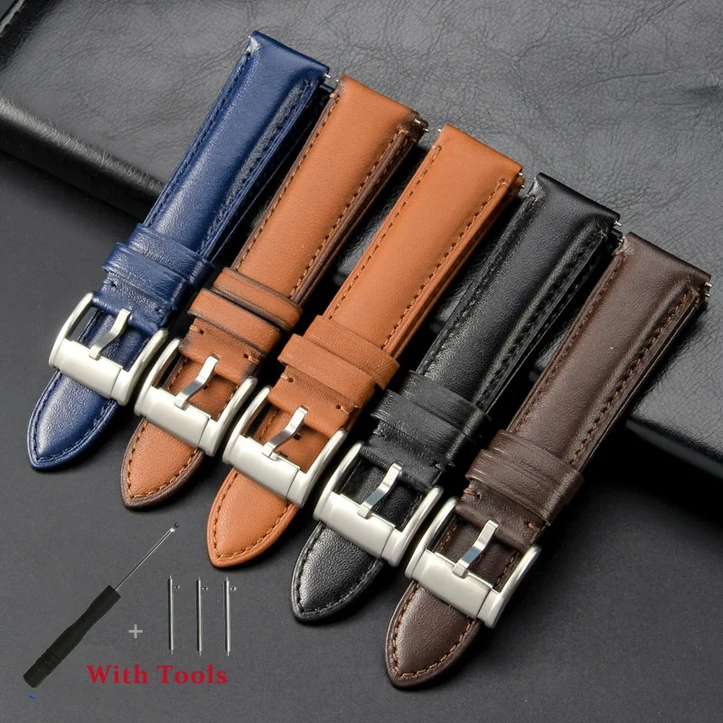 22mm 24mm Quick Release Leather Watch Strap for Fossil FS5061 FS5237 ME3052 3054 Watch Band Universal Watch Bracelet Accessories