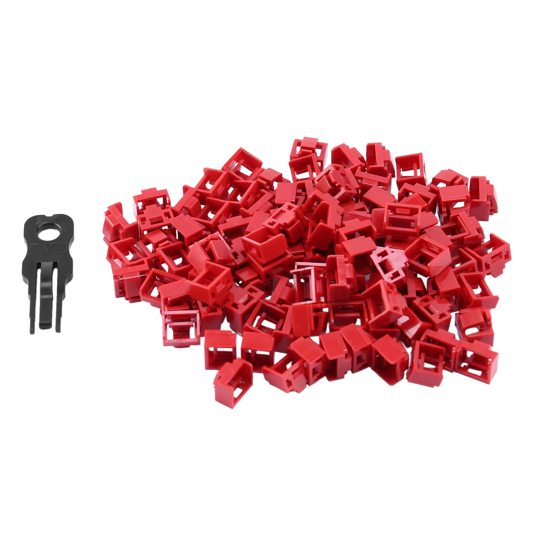 100Pcs Red RJ45 Port Ethernet LAN Hub Anti Dust Cover Plug Cap Blockout Protector con blocco proprietario e chiave