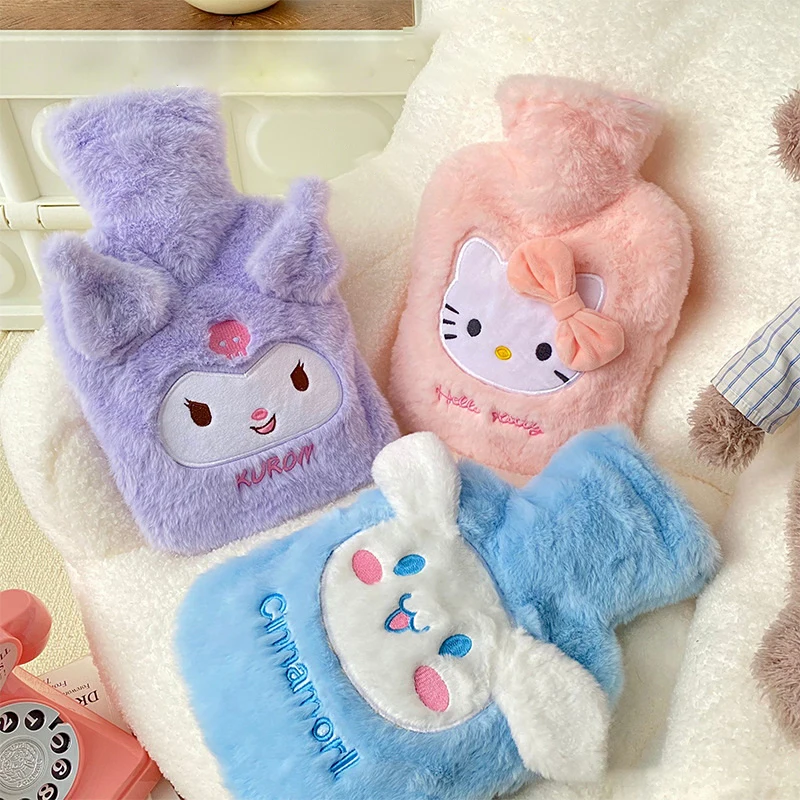 Sanrio Cute HelloKitty My Melody Hot Water Bag Period Pain Relieve Keep Warm Accessories Detachable Soft Plush Water Injection