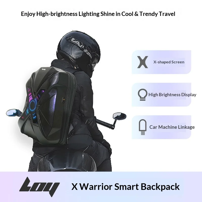 Generic Led Motorcycle Backpack Diy Animation Helmet Bag Expandable Waterproof Outdoor Riding Backpack For Motorbike Bicycle