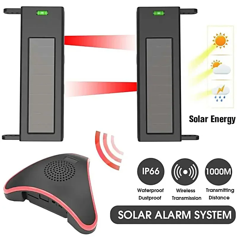 

Solar Powered 433MHz Wireless Infrared Beam Detector Sensor 60m Distance Driveway Alarm Barrier DIY Home Security Alerts