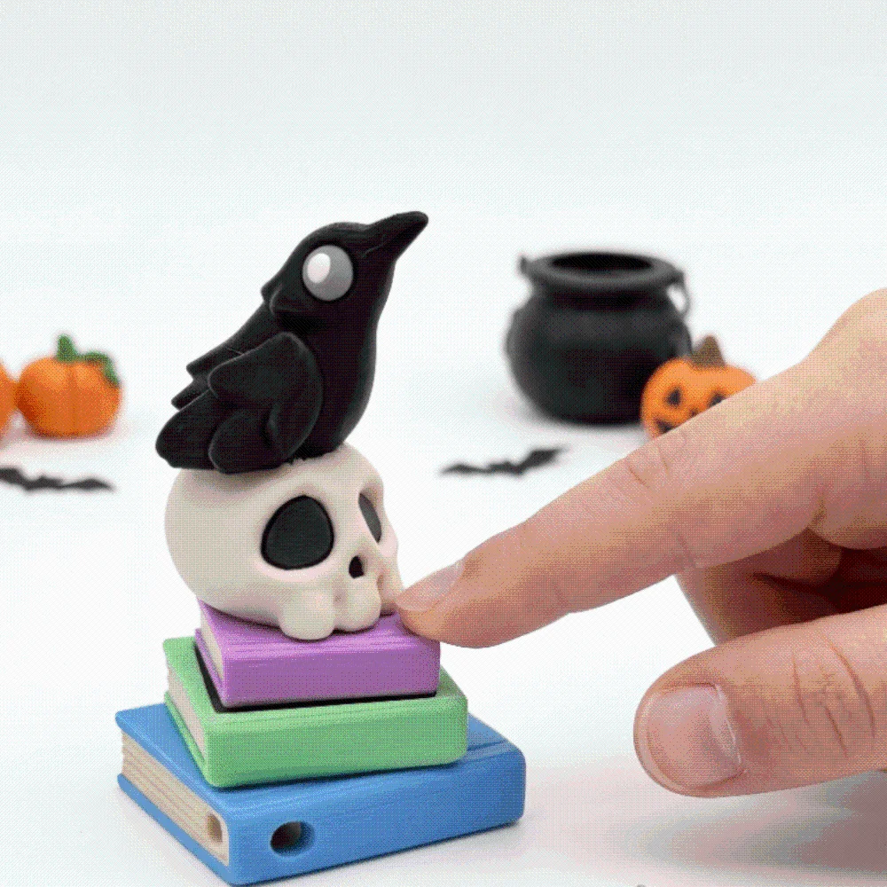 Miniature Halloween Ghost Key Chain Durable Portable Button Clicker Pendant Mechanical Plastic Witch Cauldron Charm Cosplay Fans