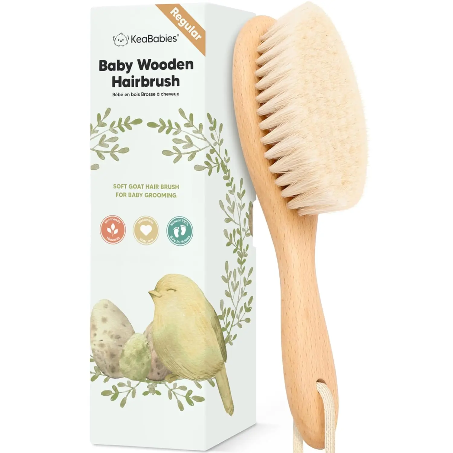 

Natural Baby Hair Brush Soft Goat Bristles for Newborns Toddlers Gentle Scalp Comb Cradle Cap Care