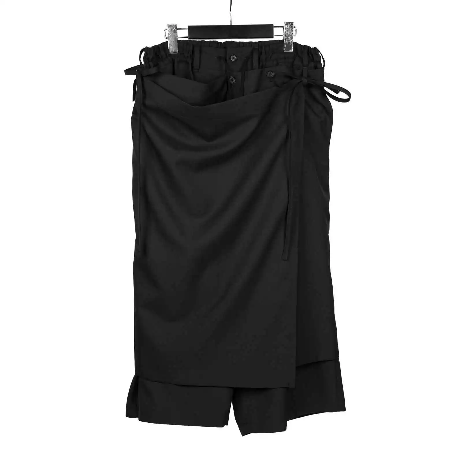 

TOP-YAMAMOTO original design dark style niche wide leg pants for men and women loose mid length double-layer skirt pants