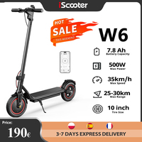iScooter W6 10in Electric Scooter 500W 36V7.8Ah 35KM/H 30KM Range Dual Brake Inflatable Tires Urban Commute Foldable e Scooters