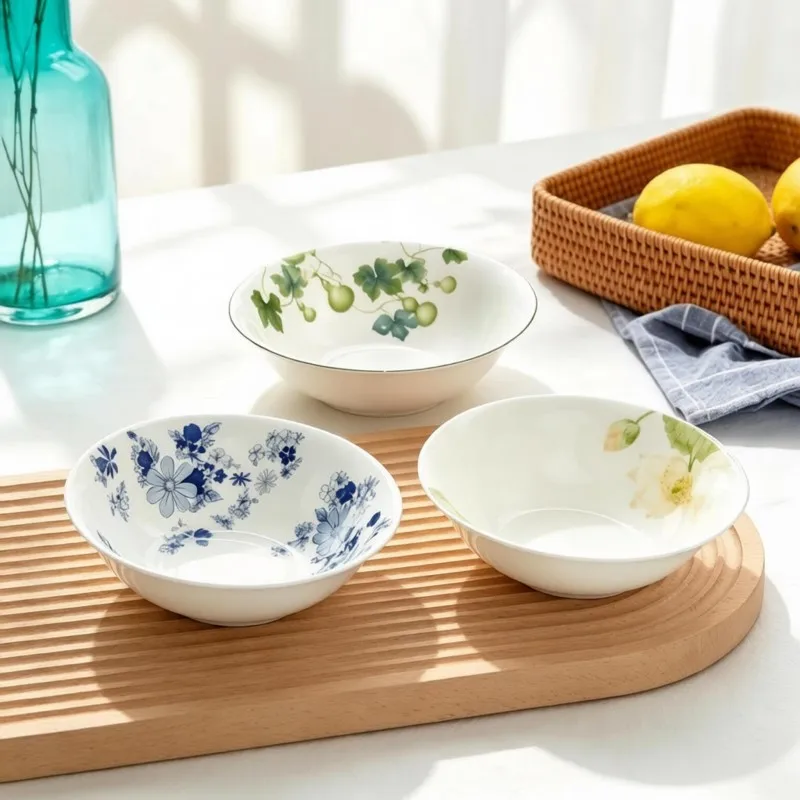Tazón de fruta de porcelana fina de 8 pulgadas, diseño de pintura china, tazón de cerámica, tazón japonés, tazón para fideos, tazón para pasta y cebo de cocina