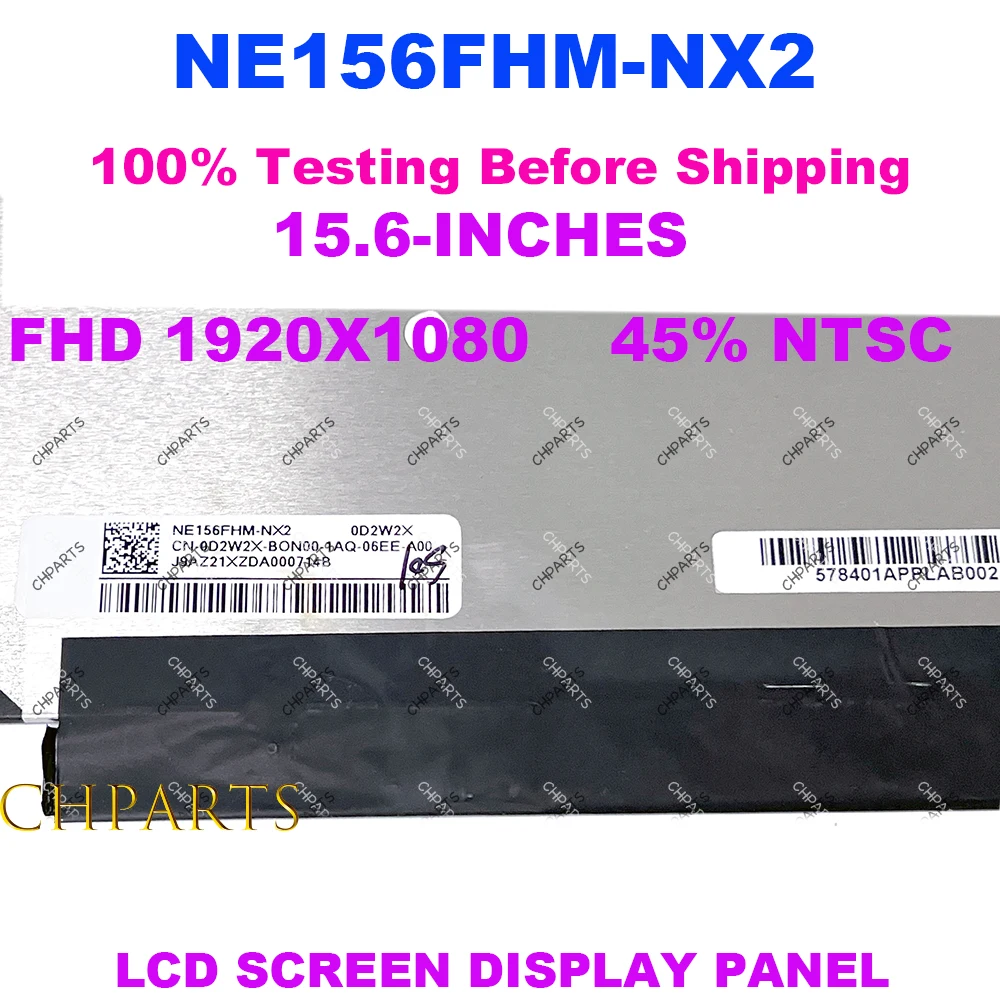 Painel Slim LED Matrix Laptop LCD, 0D2W2X, 144HZ, FHD, NE156FHM-NX1, apto para NE156FHM-NX2, NV156FHM-NX4, 40%