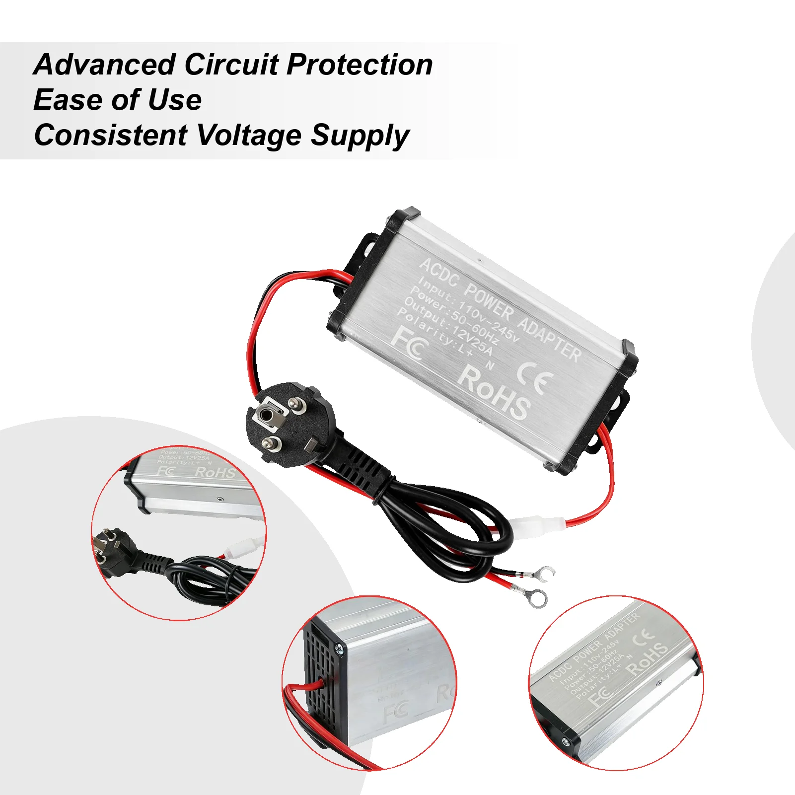 

Air Heater Power Converter Adapter 110V to 12V Transformer AC to DC Parking Heater Power Converter 25A with Safety Protection