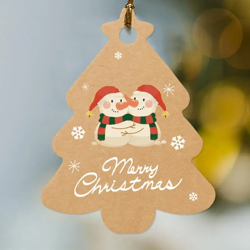 ポータブルクラフト紙クリスマスラベル、かわいい装飾品セット、クリスマスの休日のタグ、吊り下げ装飾、宿題