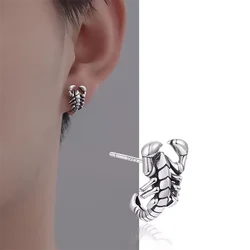 1Pc New In Fashion Vintage Hip Hop Punk Silver Color Scorpion Ear Stud Piercing Earrings For Women Men  Jewelry Accessories