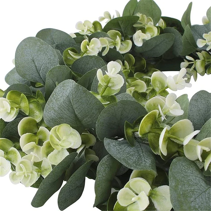 Small Size Birch Pinecone Artificial Flower Ring Door Decoration Money Leaf Eucalyptus Leaf Pendant Grass Ring Wall Decor