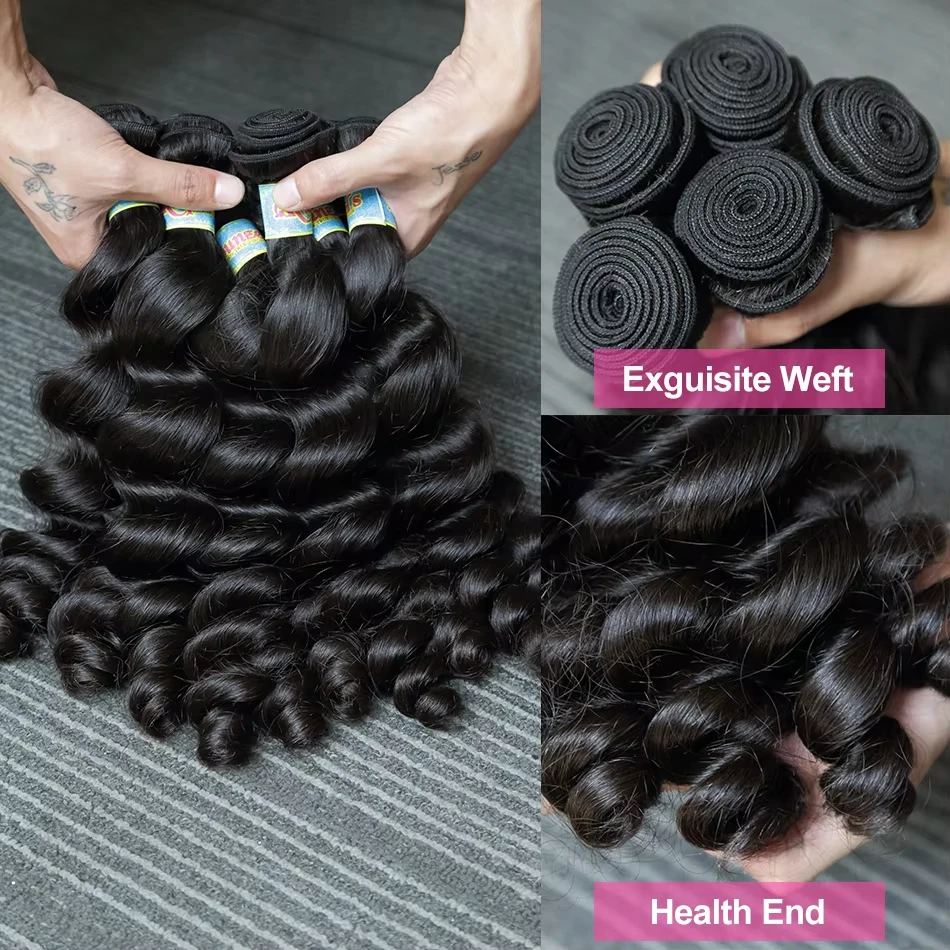 15A موجة فضفاضة الخام البورمية مجعد حزم شعر مستعار بشري لحمة مزدوجة ريمي الطبيعية موجة سوداء حزم النسيج السريع Tissage