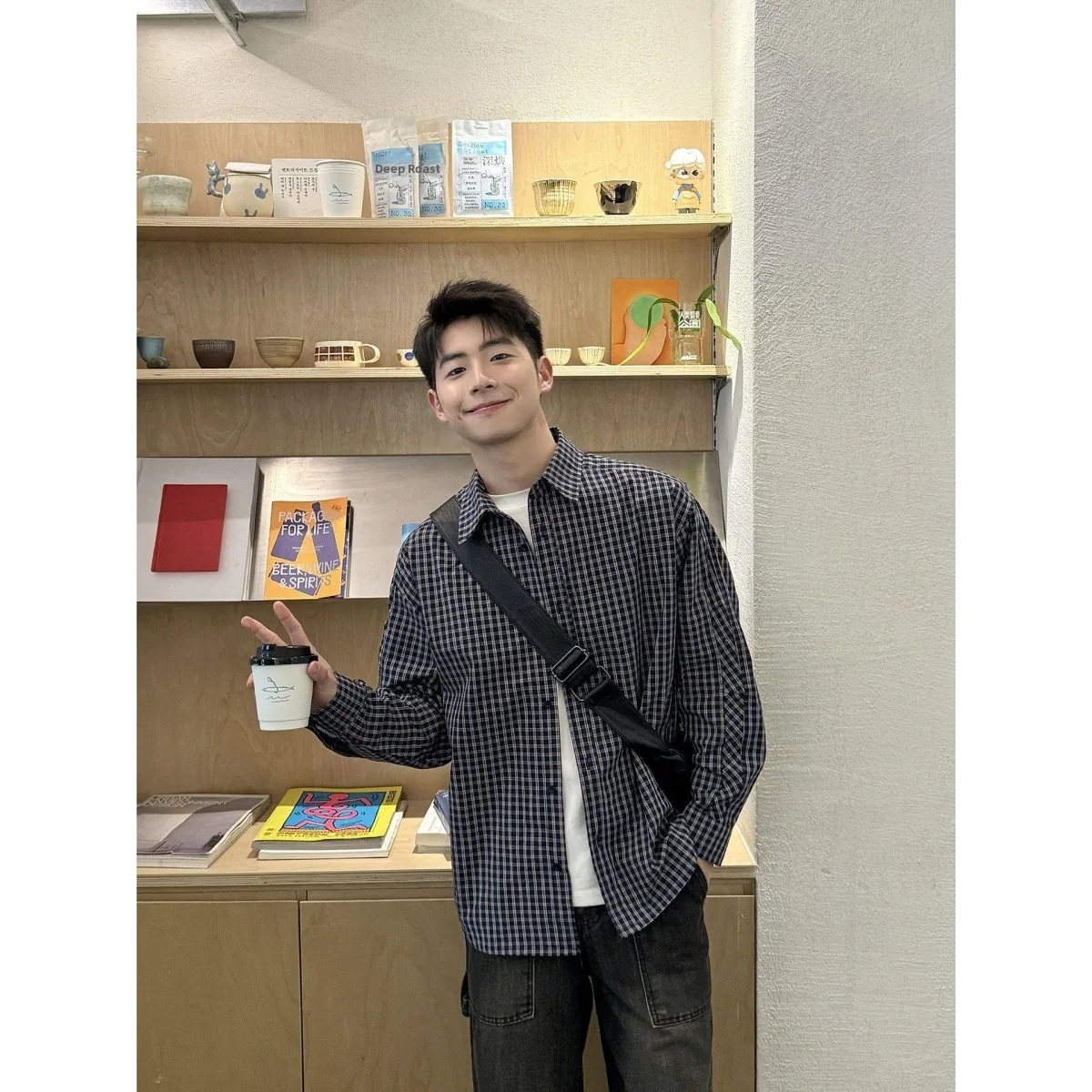 

Retro Japanese Sle Long Sve Casual irt Men's Women's Spring Autumn Plaid Loose Fit Button up Trendy Outerwear