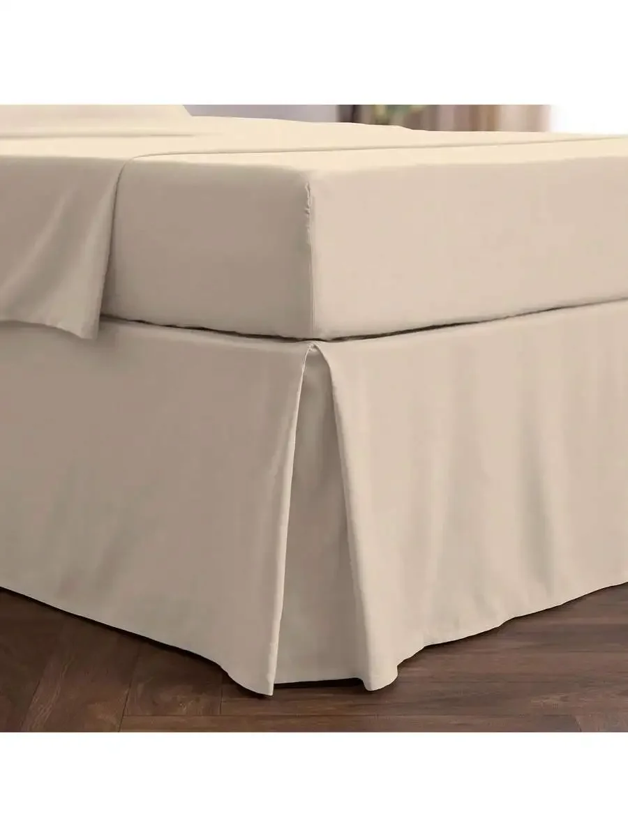 

Queen Size Bed Skirt 15 Inch Pleated Drop Dust Ruffle Beige Soft Wrinkle Fade Stain Resistant