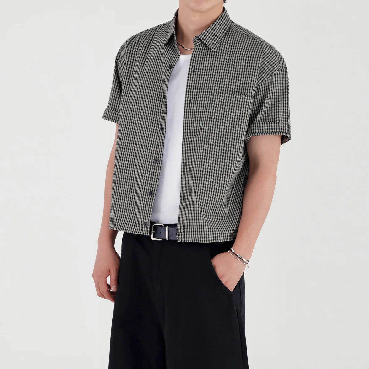 Xiaoxiangfeng Plaid Short-sleeved Shirt Men's Summer Pure Cotton Short Casual Shirt Old Money Style Commuting Wear