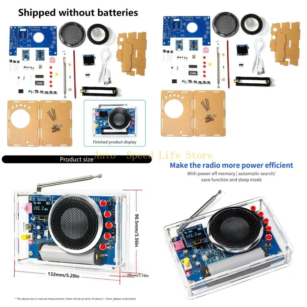 

02DA DIY FM Radio Display Screen Rechargeable Battery and Screen Need Assembly