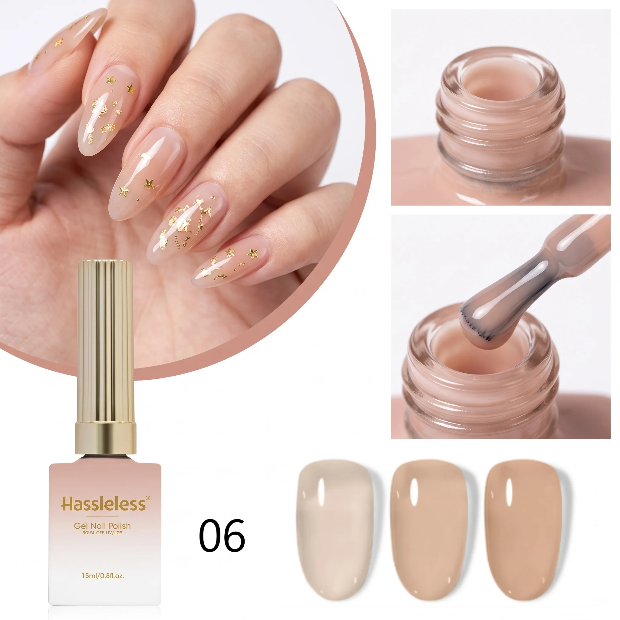 Hassleless 3Pcs Ice-Clear Nail Polish Gel Set, Alcohol-Free, Hypoallergenic, Long-Lasting, Suitable for Home Use and Nail Salons, Women's Gift