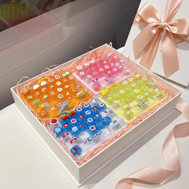 3D Cartoon Keycaps Cute Kawaii Soft Touch Non-Fading Custom Keycaps for Mechanical Keyboard Gaming Office Use