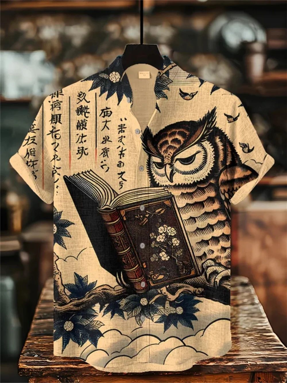 Men's Summer Linen Shirt Short Sleeve Stand up Collar Printed Street Casual Outdoor Vacation Fashionable Clothing