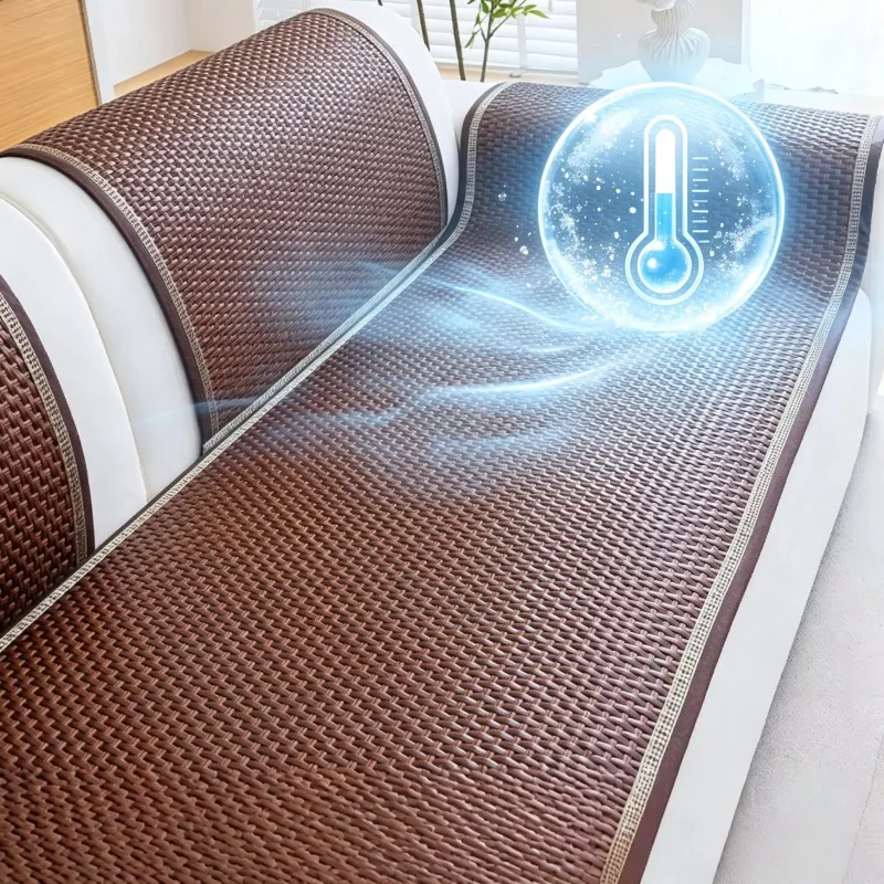 Summer Cooling Sofa Cushion Anti-Slip Breathable Anti-slip Sofa Cover Ice Rattan Easy Wipe Clean Protector Sofa Cushion Pratical