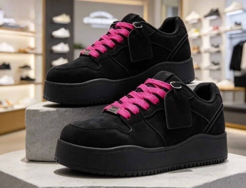 Trendy platform height-increasing sneakers for men women, new fall casual chunky shoes with comfort soft sole.