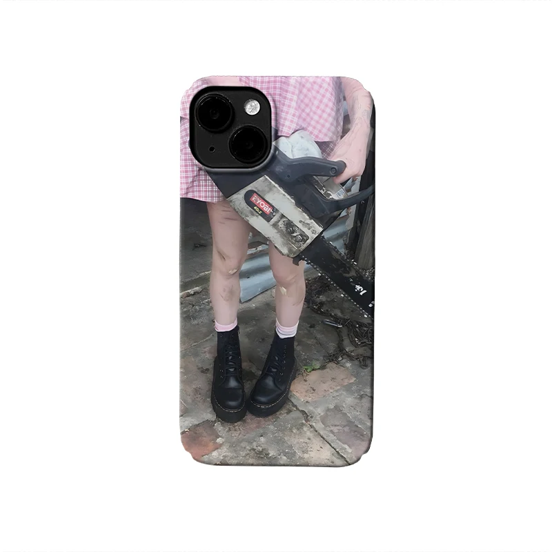 Harajuku Girls Chainsaw Phone Case for IPhone 15 14 11 12 13 Pro Max Korean Punk Geometric Phone Case for IPhone XR XS MAX