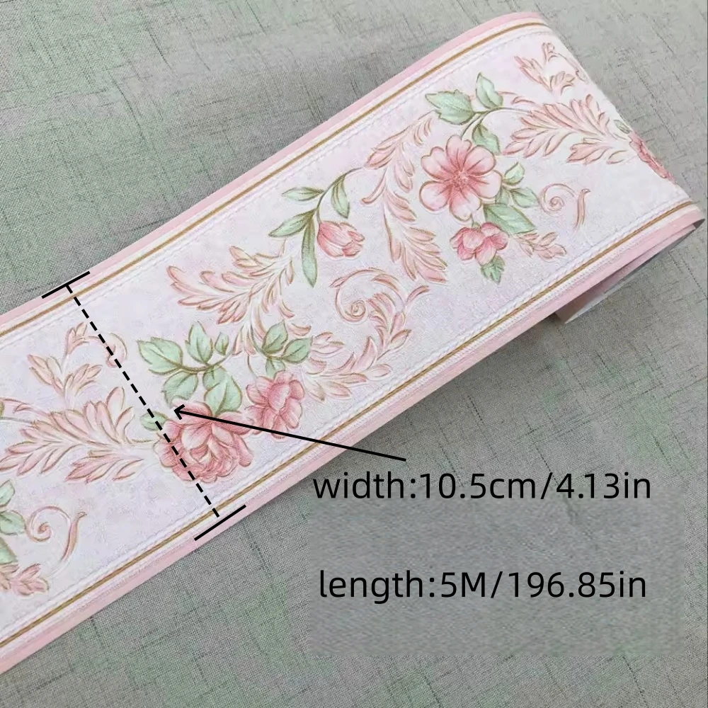 1 قطعة 5 متر/196.85in بولي كلوريد الفينيل ذاتية اللصق اللوح الجدار ملصق الأزهار التفاف الخصر ملصقات مقاوم للماء ثلاثية الأبعاد جدار الحدود ديكور #2