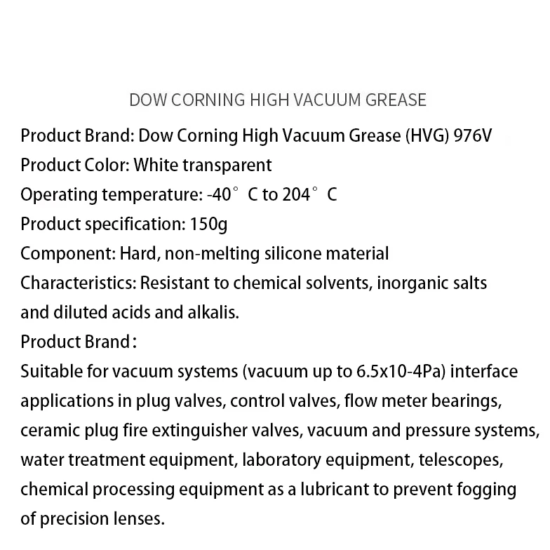 Imagem -04 - Graxa de Vedação a Alto Vácuo American Dow Corning Branco Transparente Hvg 976v 150g