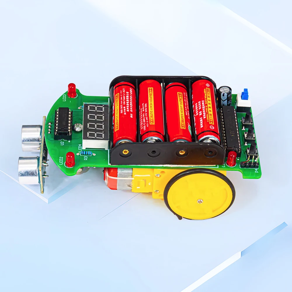 DC 5V Ultrasonic Ranging Obstacle Avoidance Car Microcontroller Intelligent Car Programming DIY Welding Kit