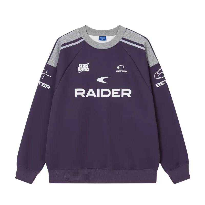 Толстовка с круглым вырезом контрастного цвета в стиле ретро для мужчин и женщин, модный бренд, модный свободный и универсальный топ