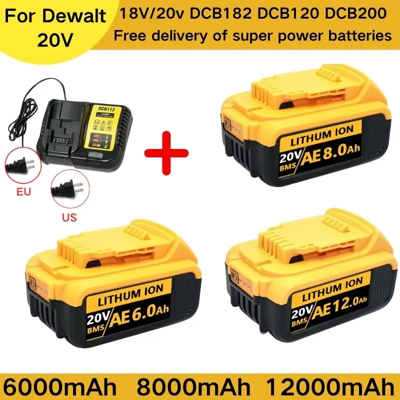 

DCB200 20 В 8,0 Ач подходит для Dewalt 18 В DCB184 DCB200 DCB182 DCB180 DCB181 DCB182 DCB201DCB206 сменных литиевых аккумуляторов