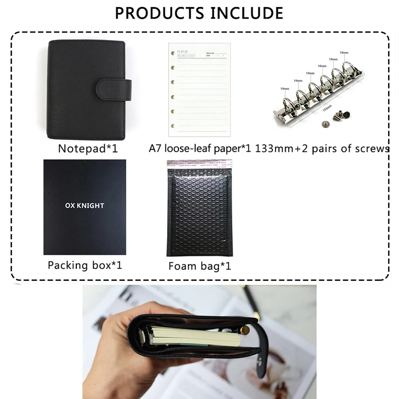 Business Notebook Diary Notepad Solid Color Litchi Grain Genuine Leather Note Book Replaceable Stationery Gift Traveler Journal