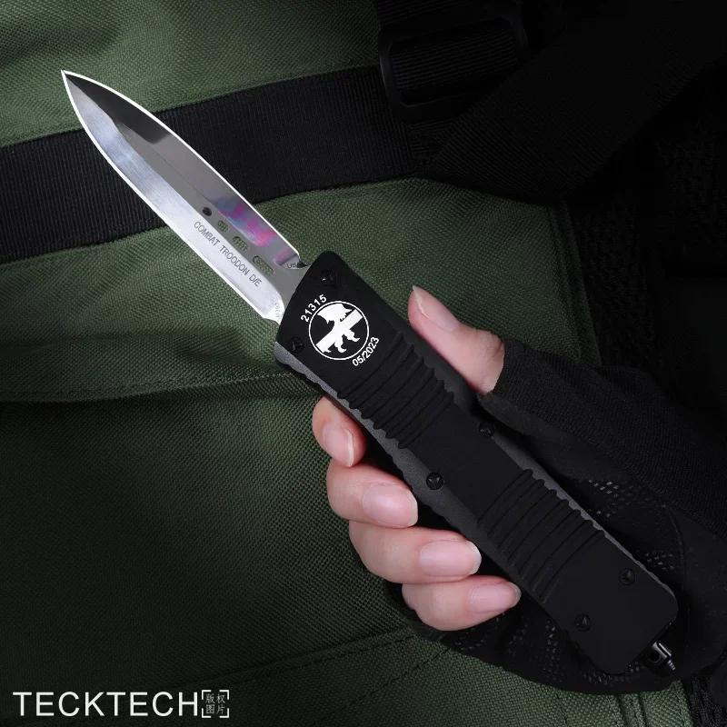 High End Mirror Blade Combat Troodon Knife MICRO TECK TECH Tactical Military Pocket Knife CNC T6 Aluminum Handle EDC Pocketknife