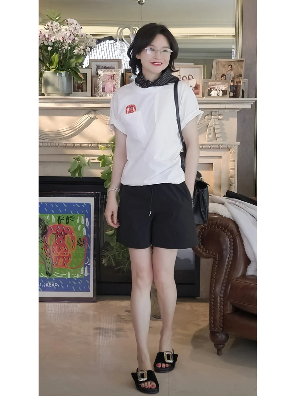 

A-Line Casual Sports orts Bla Pima Combed Cotton 00% Diagonal Dstring Elastic Waist for Women Autumn 2024 RuienCo.