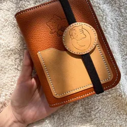 Cute cat A7 notebook retro brown detachable loose-leaf notepad 2 binders portable leather schedule planner,whith 80 pages