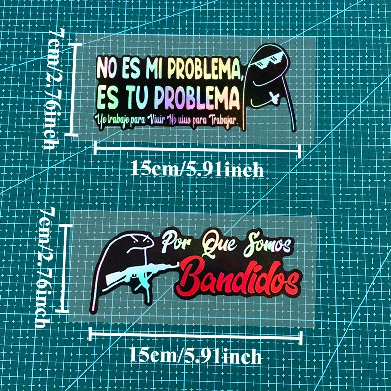 1PC Por Que Somos Bandidos Motorcycle Stickers Waterproof Motorbike Fuel Tank Electric Scooter Body Funny Meme Vinyl Decals