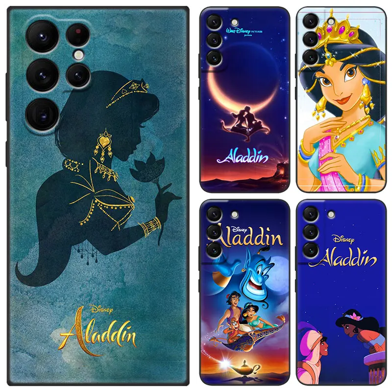 Aladdin lamp Jasmine Black Phone Case For Samsung Galaxy S23 Ultra S22 S21 Plus S20 FE A13 A14 A23 A24 A25 A33 A34 A52S A53 A54