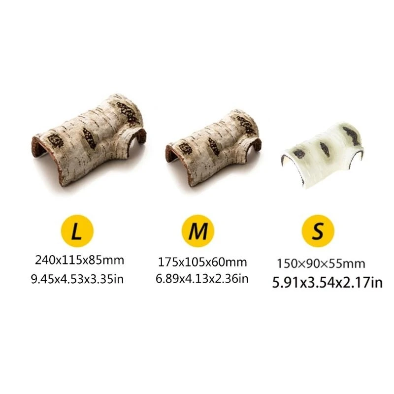 R1WA Hide Cave Artificiale Birch Log Aiuta l'allevamento per leopardo geco
