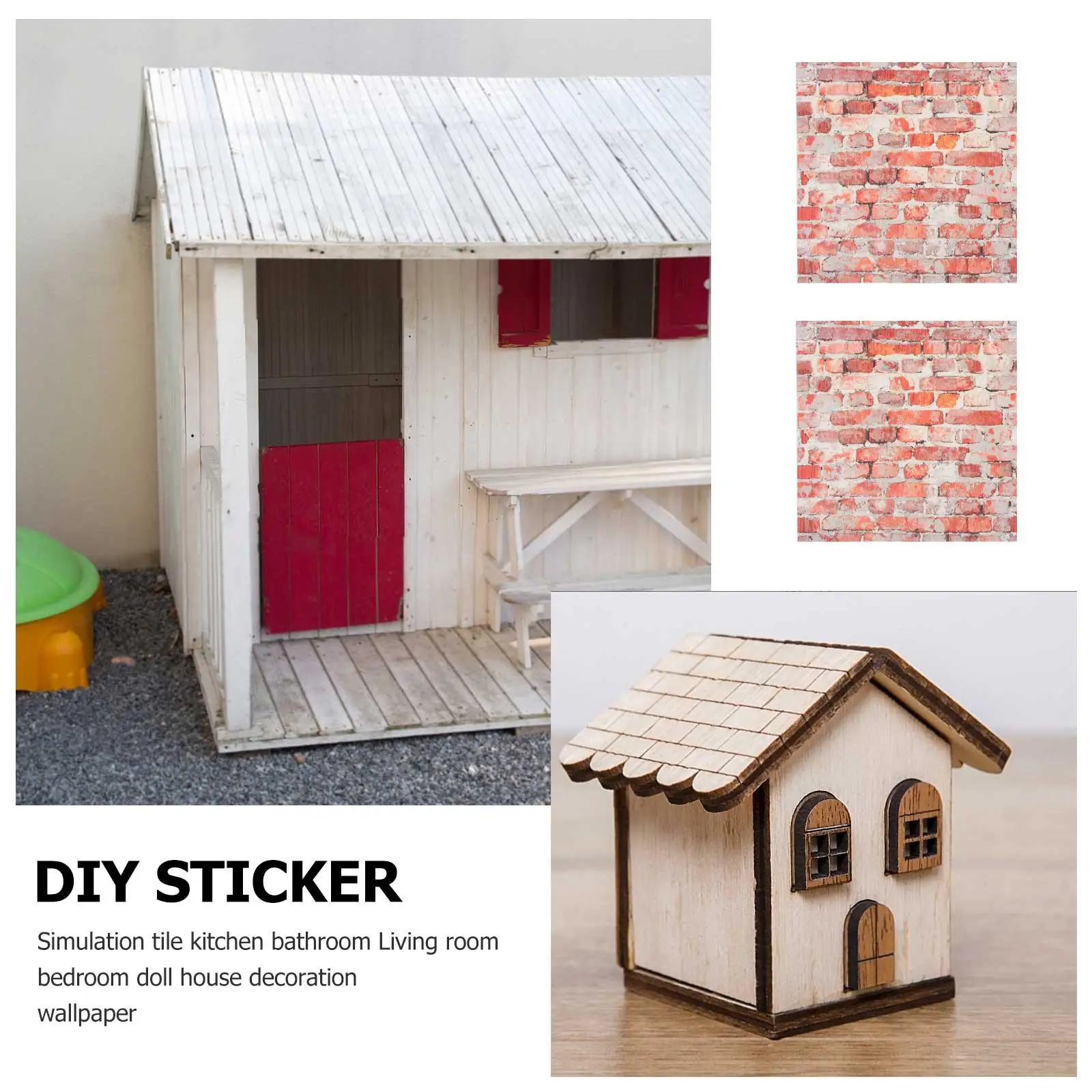 4 Uds. Casa de juguete, azulejos simulados, papel tapiz decorativo en miniatura para manualidades, miniaturas de casa de muñecas, cosas coloridas pequeñas