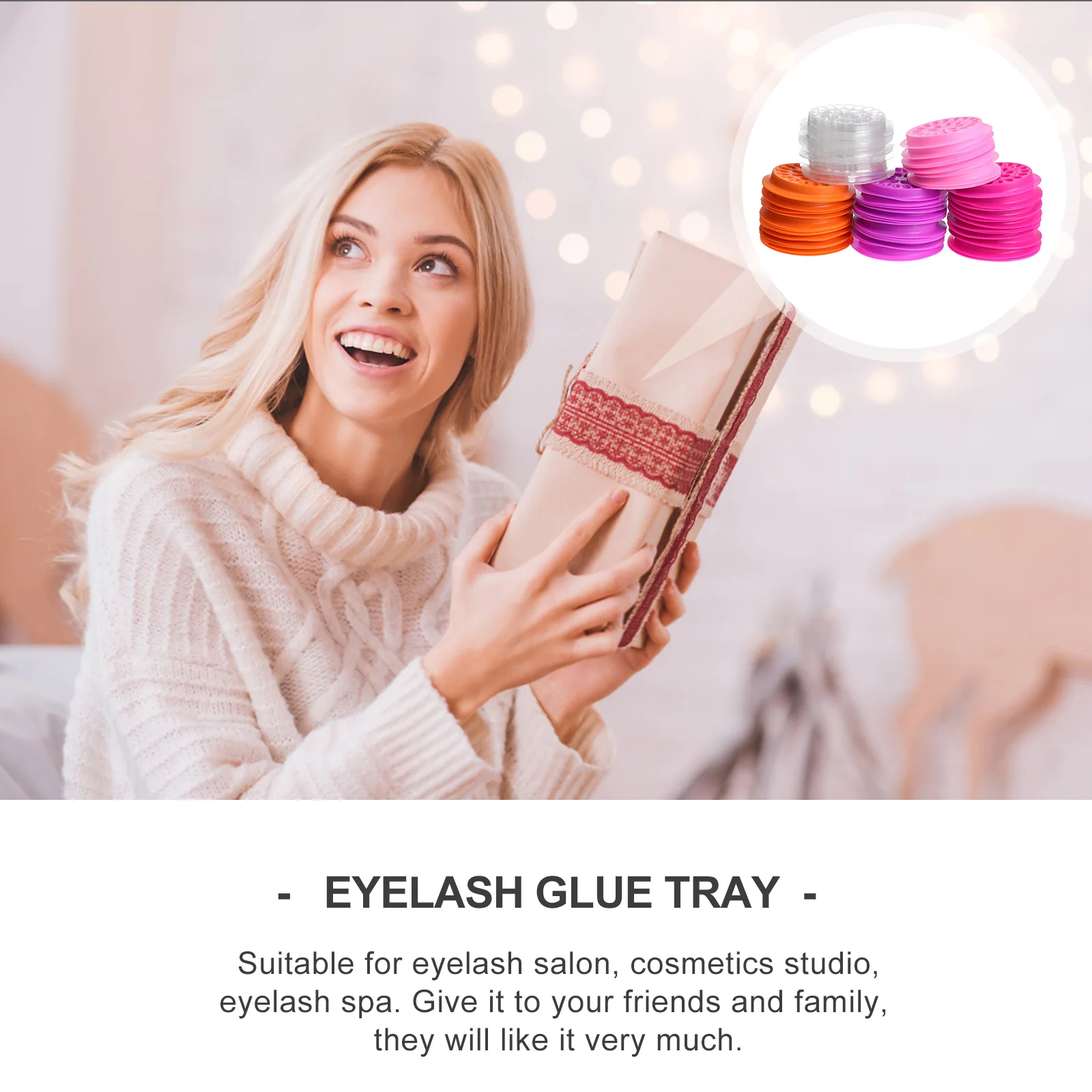 100개 꽃 모양 속눈썹 연장 글루 트레이 가볍고 안전한 일회용 속눈썹 홀더 살롱 화장품용 인조 속눈썹