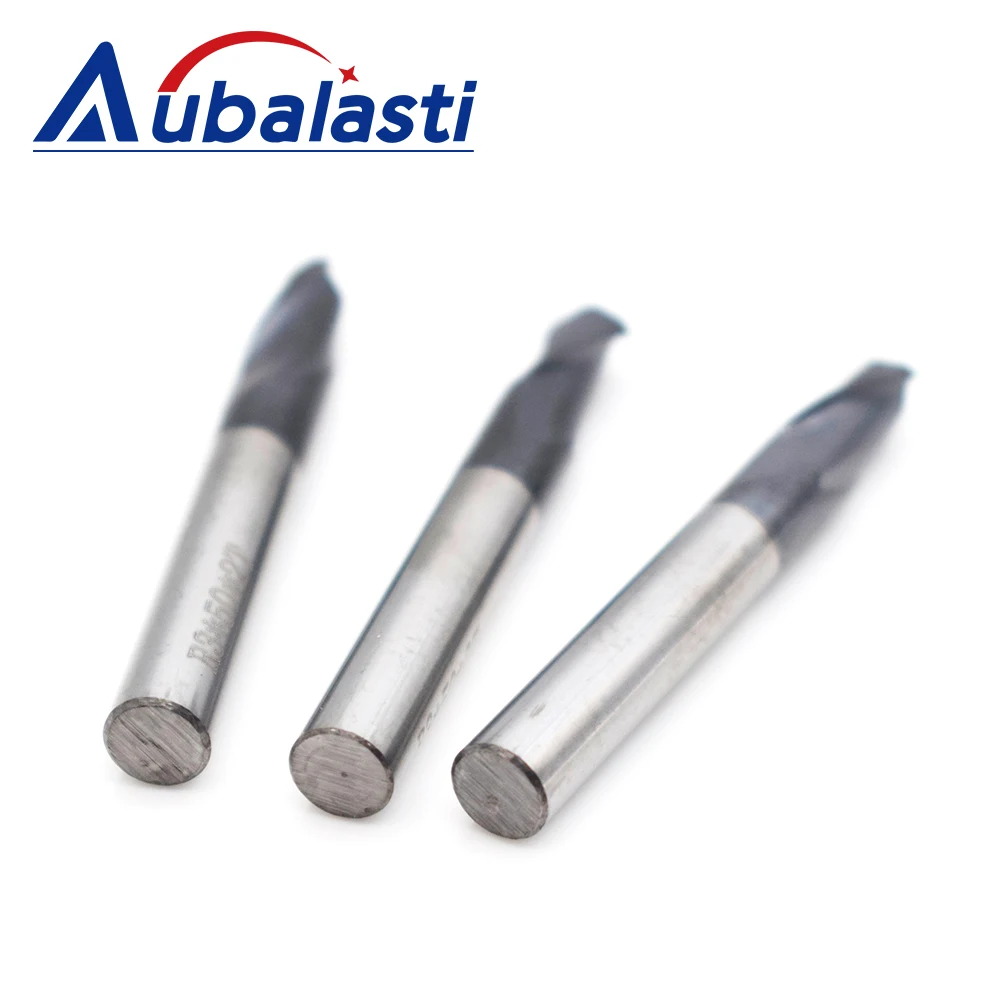 Aubalasti HRC45 2 Flutes Ball Nose End Mill Milling Cutter CNC Router Bits Tools CNC Milling Cutter Bits for Metal Cutting