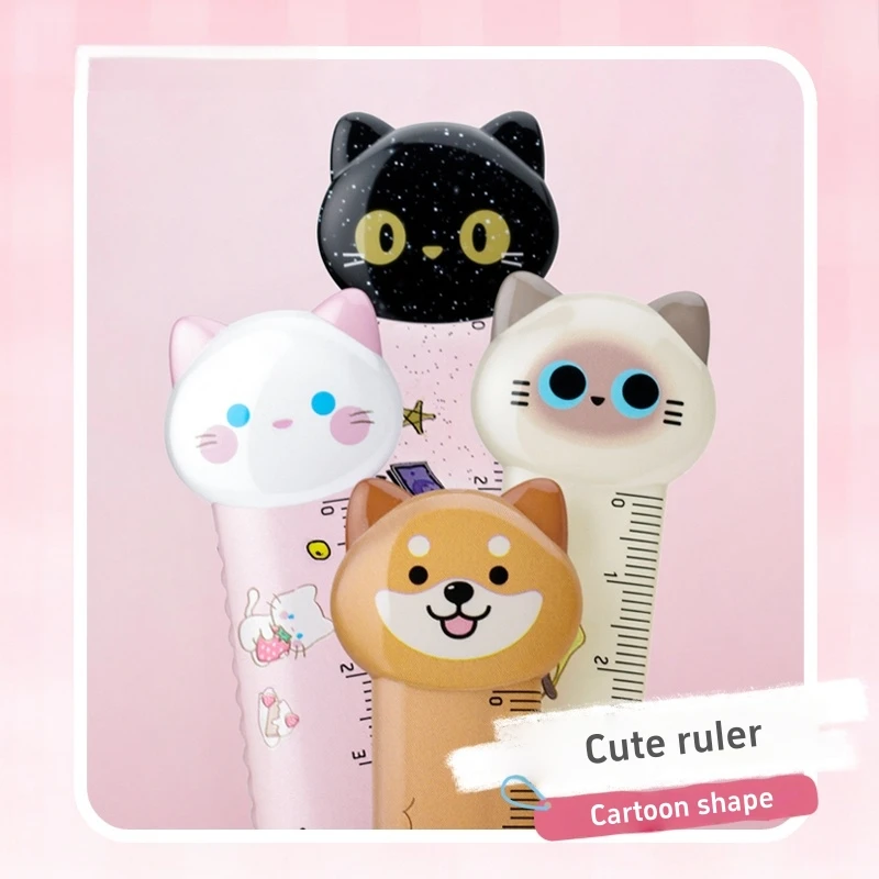 Cozzy Town 15cm/5.91in Clear Scale Straight Ruler with Cartoon Dog & Kitties Design for Students Measuring Tool F3173
