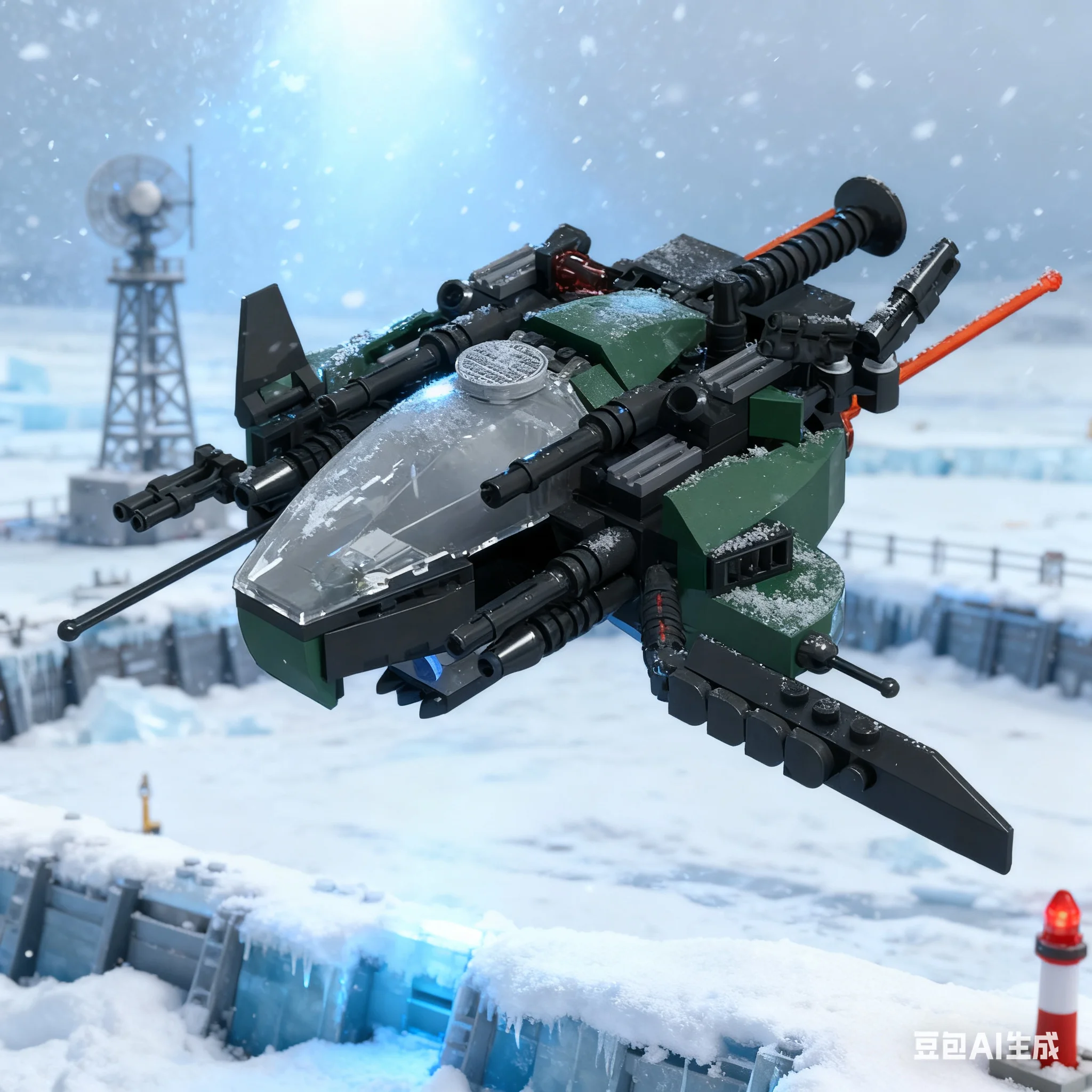 224pcs MOC Minifig Scale Orbital Defence Fighter Space Model Building Blocks Display Creative Collection Brick Assemble DIY
