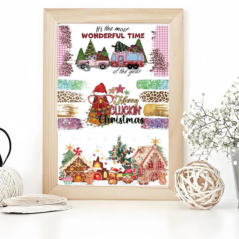 クリスマス スナタ ツリー UV DTF カップラップ 転写防水ステッカー ガラスカップ用 家具クラフト DIY クラフト 2個