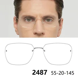 Square Glasses Frame Rimless 2487 Denmark Brand Titanium Men Eyeglasses Screwless No Rim Light Thin Frameless COZY  High Quality